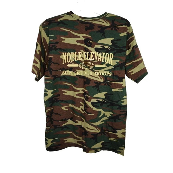 Code V Green Brown Camo T-Shirt Men Size L Noble Elevator Support Our Troops - Picture 7 of 8